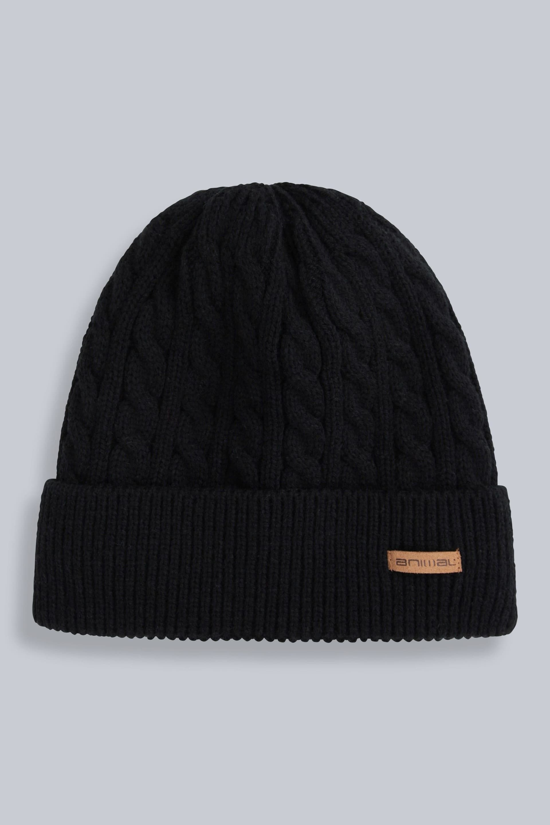 Animal Animal Men's Black Sherpa Faux Fur Lined Beanie