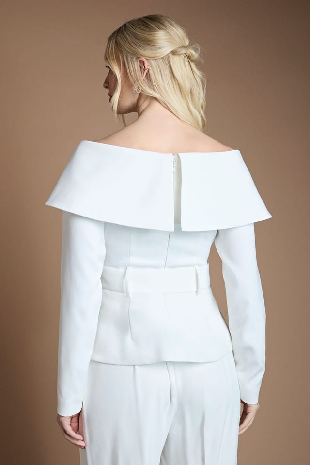 Coast Coast Women's Off The Shoulder Belted Top in Ivory - 3