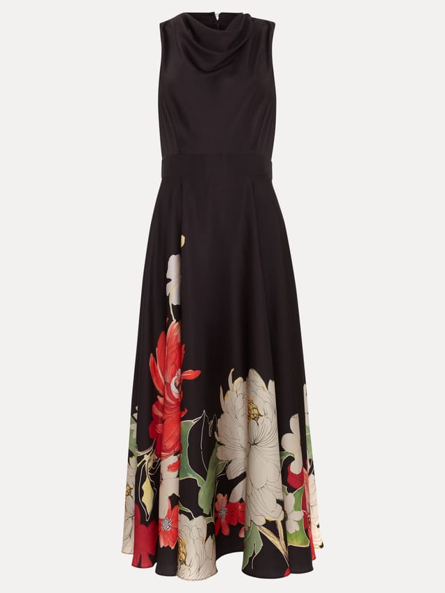 Phase Eight Phase Eight Women's Satin Printed Midi Dress in Cerise - 2