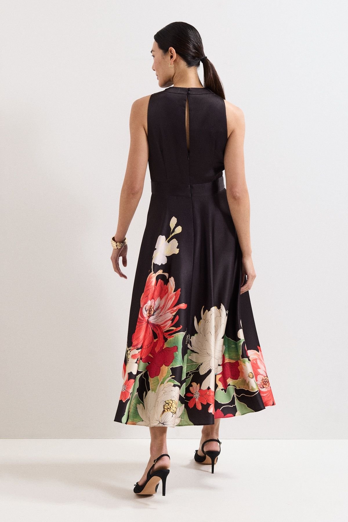 Phase Eight Phase Eight Women's Satin Printed Midi Dress in Cerise - 4