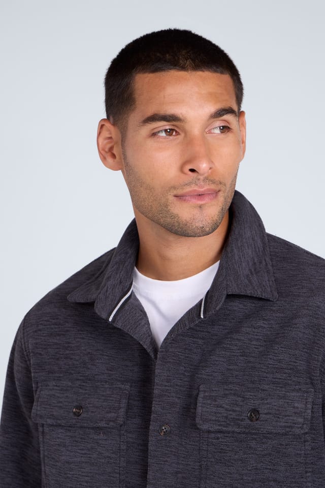 Animal Animal Men's 'George' Warm Comfortable Casual Collared Button Down Fleece Shirt in Navy - 3