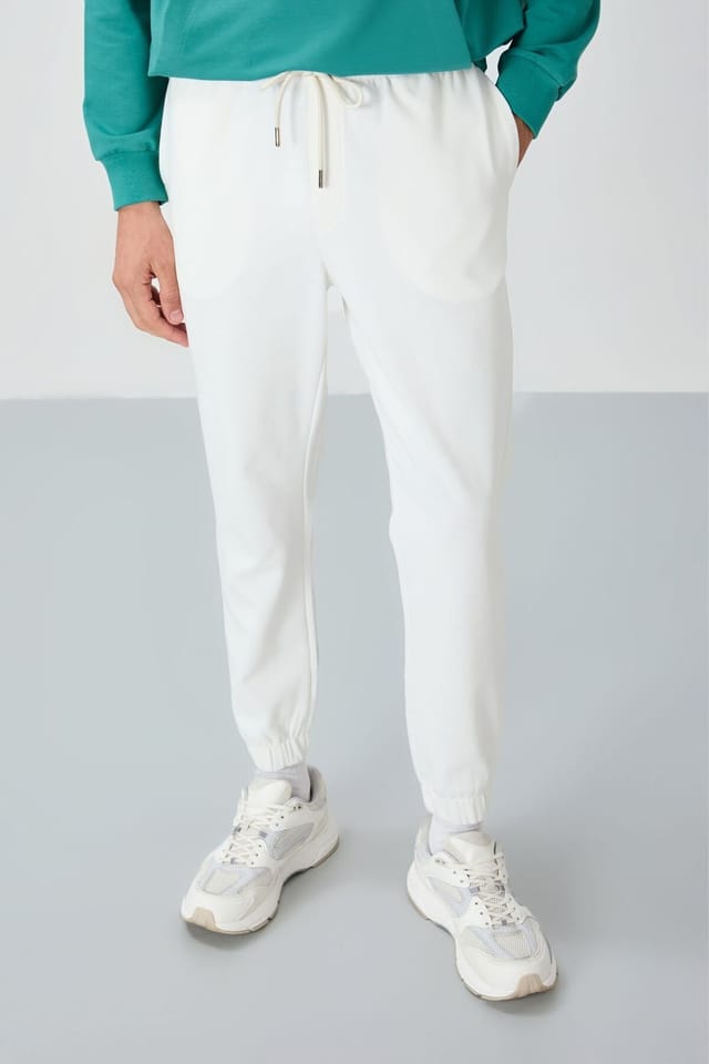 Tommy Life Tommy Life Men's Regular Fit Fleece Sweatpants in White - 2