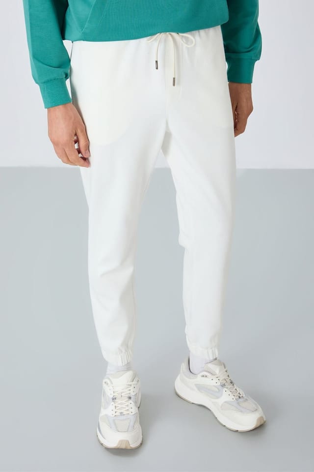 Tommy Life Tommy Life Men's Regular Fit Fleece Sweatpants in White - 3