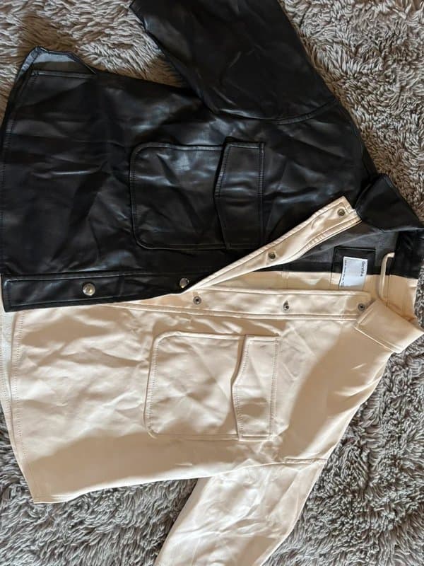 Bershka Bershka size M half and half short sleeve faux leather jacket
