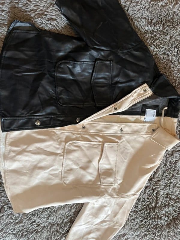 Bershka Bershka size M half and half short sleeve faux leather jacket - 1