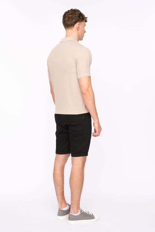 Duck&Cover Duck&Cover Men's Morwin Textured Knit Polo with Buttonless Neck in Stone - 3