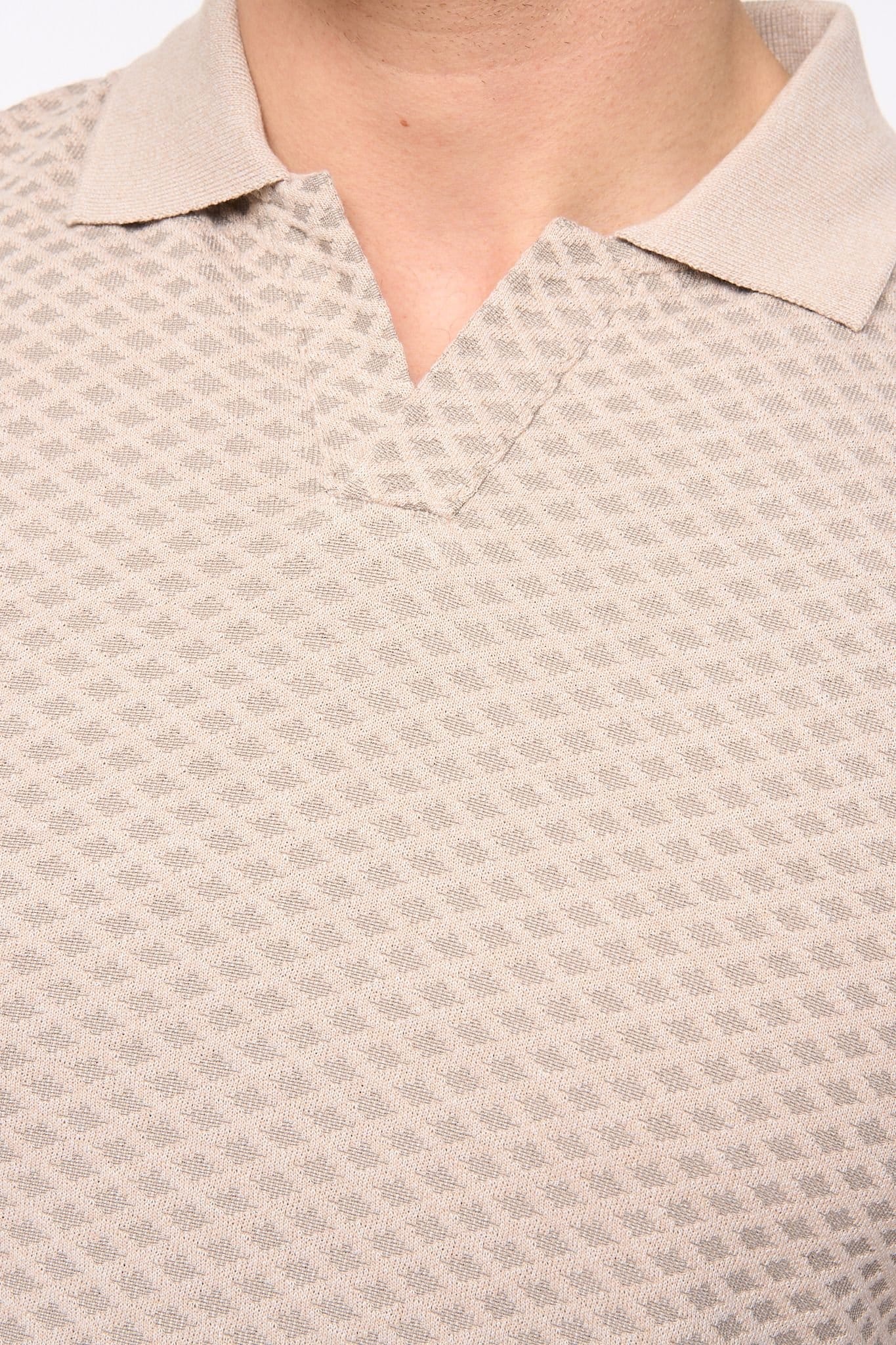 Duck&Cover Duck&Cover Men's Morwin Textured Knit Polo with Buttonless Neck in Stone - 4