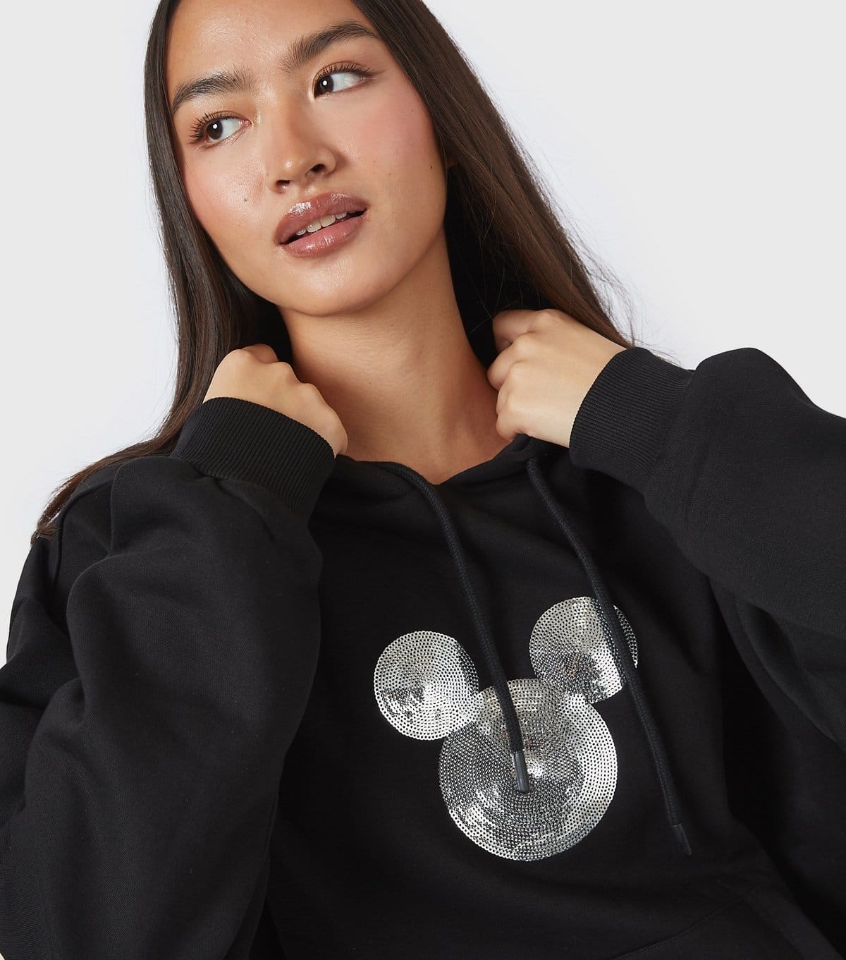 Skinnydip Women's Black Disney Icon Sequin Hoodie Skinnydip New Look - 4