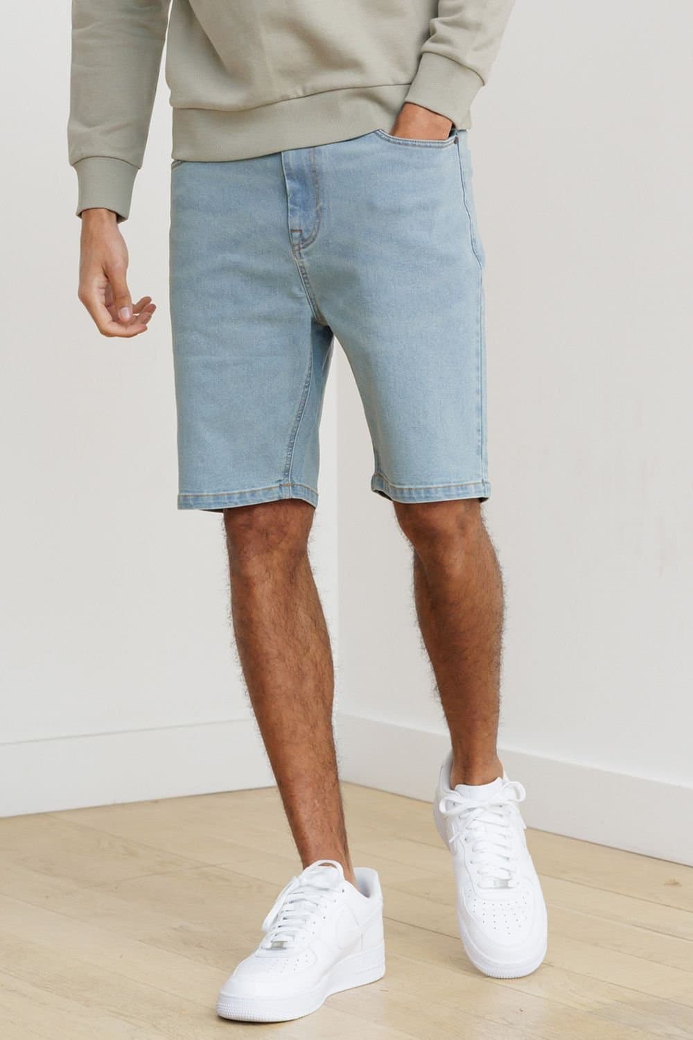Tokyo Laundry Tokyo Laundry Men's Light Blue Cotton Blend Denim Shorts