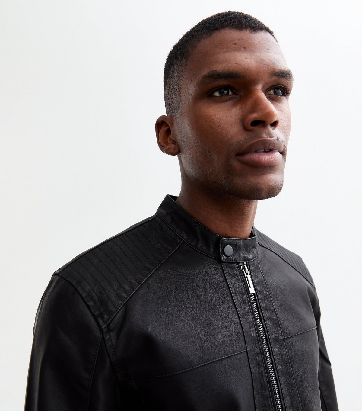 Only and Sons Men's Black Regular Faux Leather Jacket Only and Sons New Look - 2