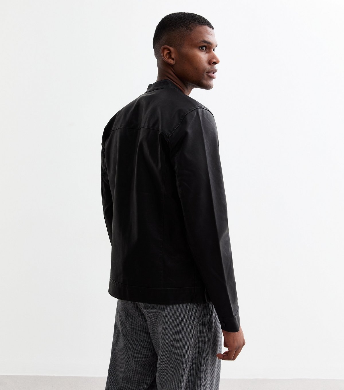 Only and Sons Men's Black Regular Faux Leather Jacket Only and Sons New Look - 4