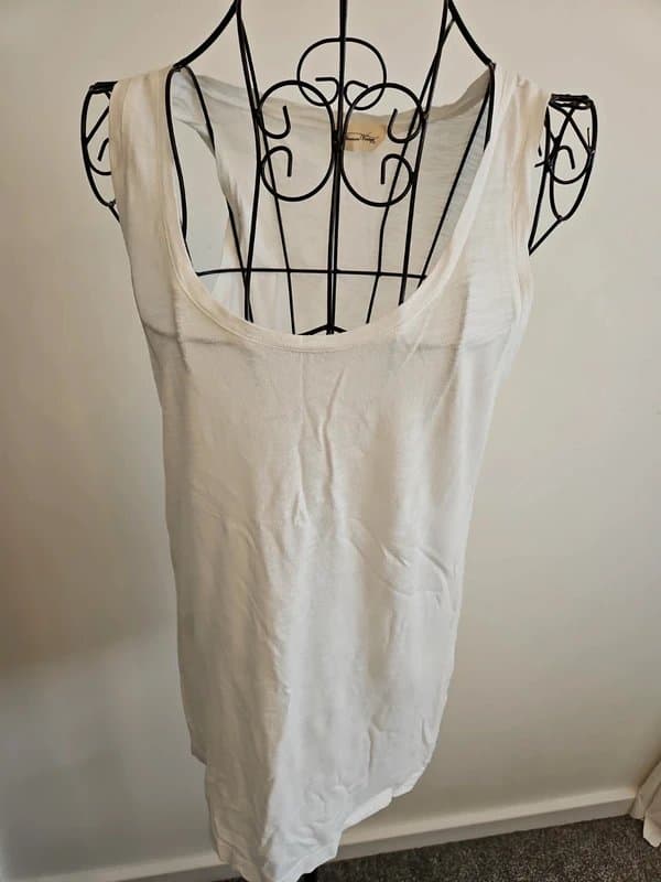 American Vintage American Vintage White Vest Top Size L Lightweight Cotton Blend