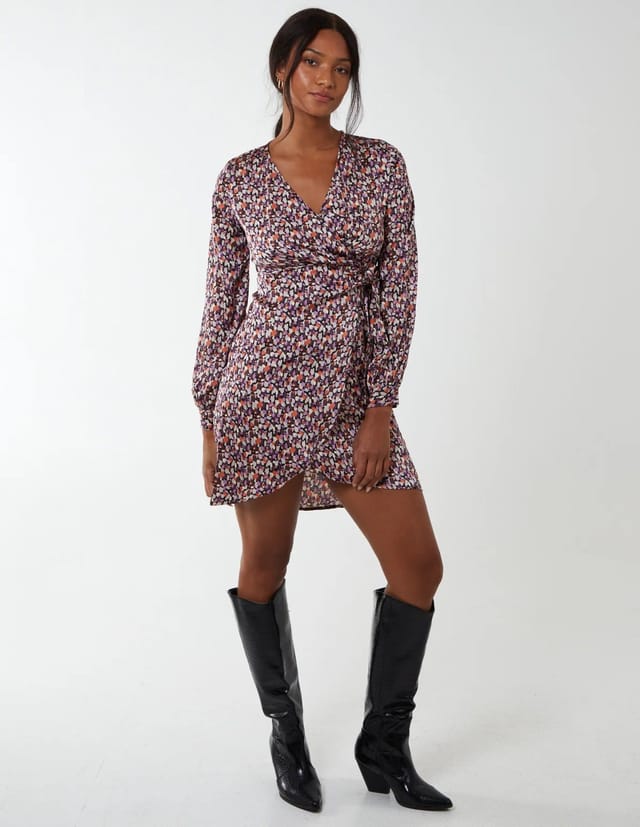 Blue Vanilla Long Sleeve Wrap Hem Dress - 2