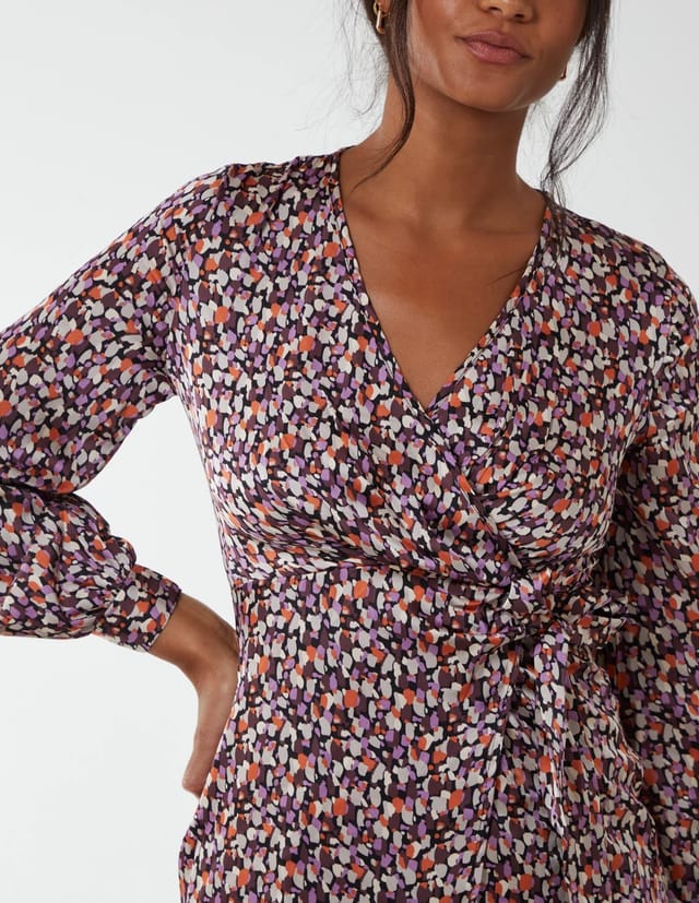 Blue Vanilla Long Sleeve Wrap Hem Dress - 3