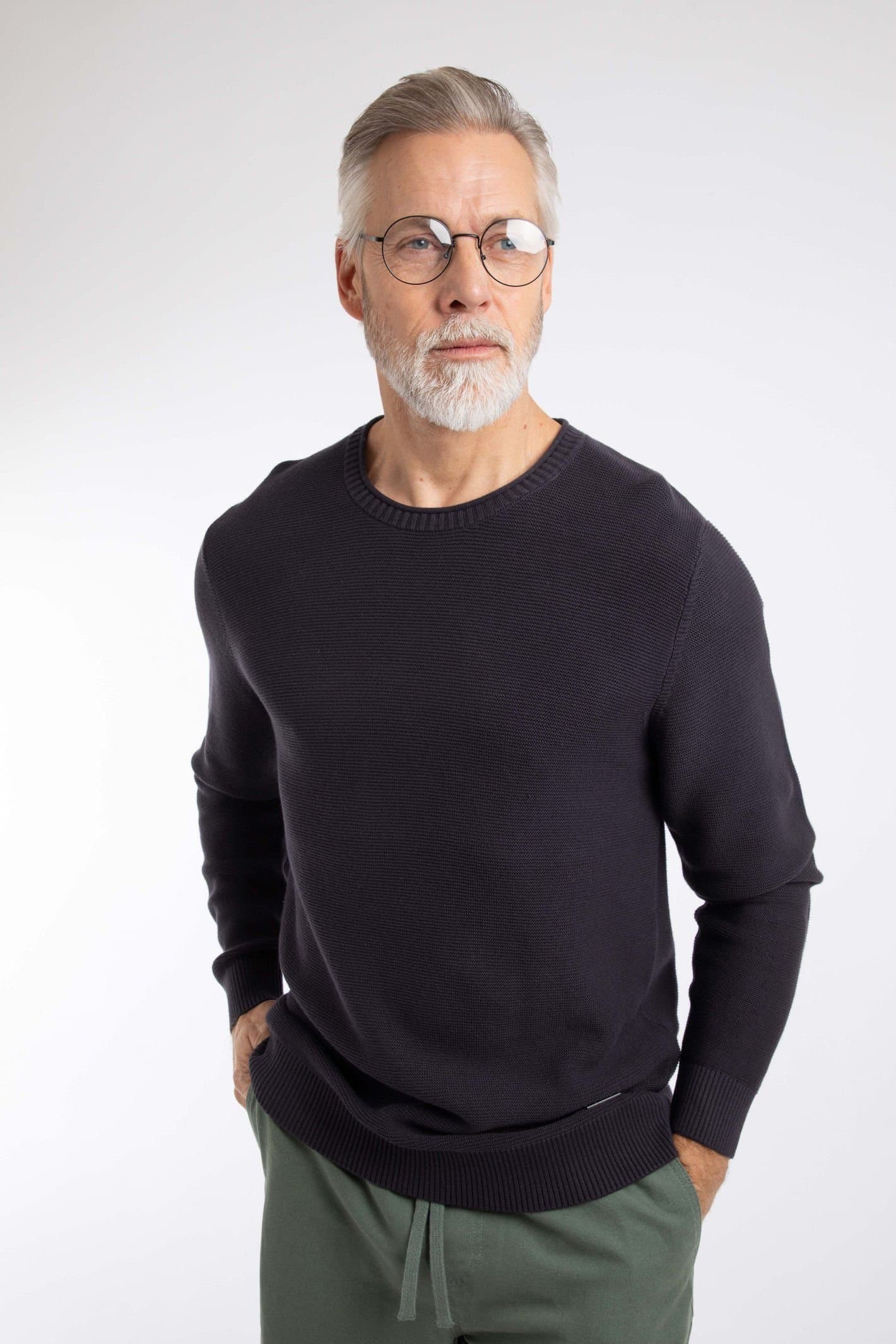 Weird Fish Weird Fish Men's Rhett Crew Neck Knitted Jumper in Dark Navy