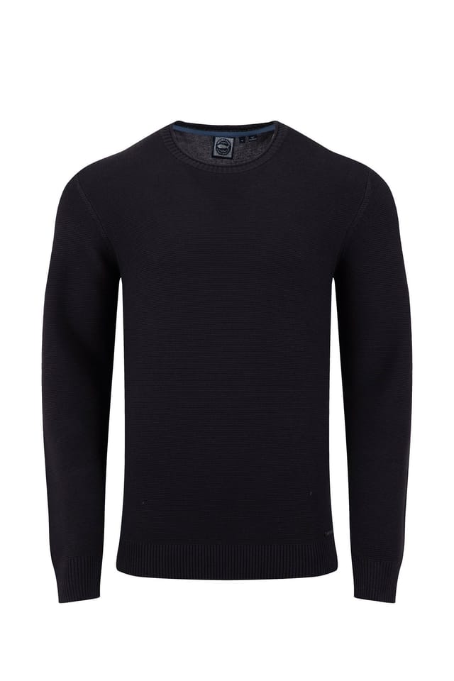 Weird Fish Weird Fish Men's Rhett Crew Neck Knitted Jumper in Dark Navy - 2