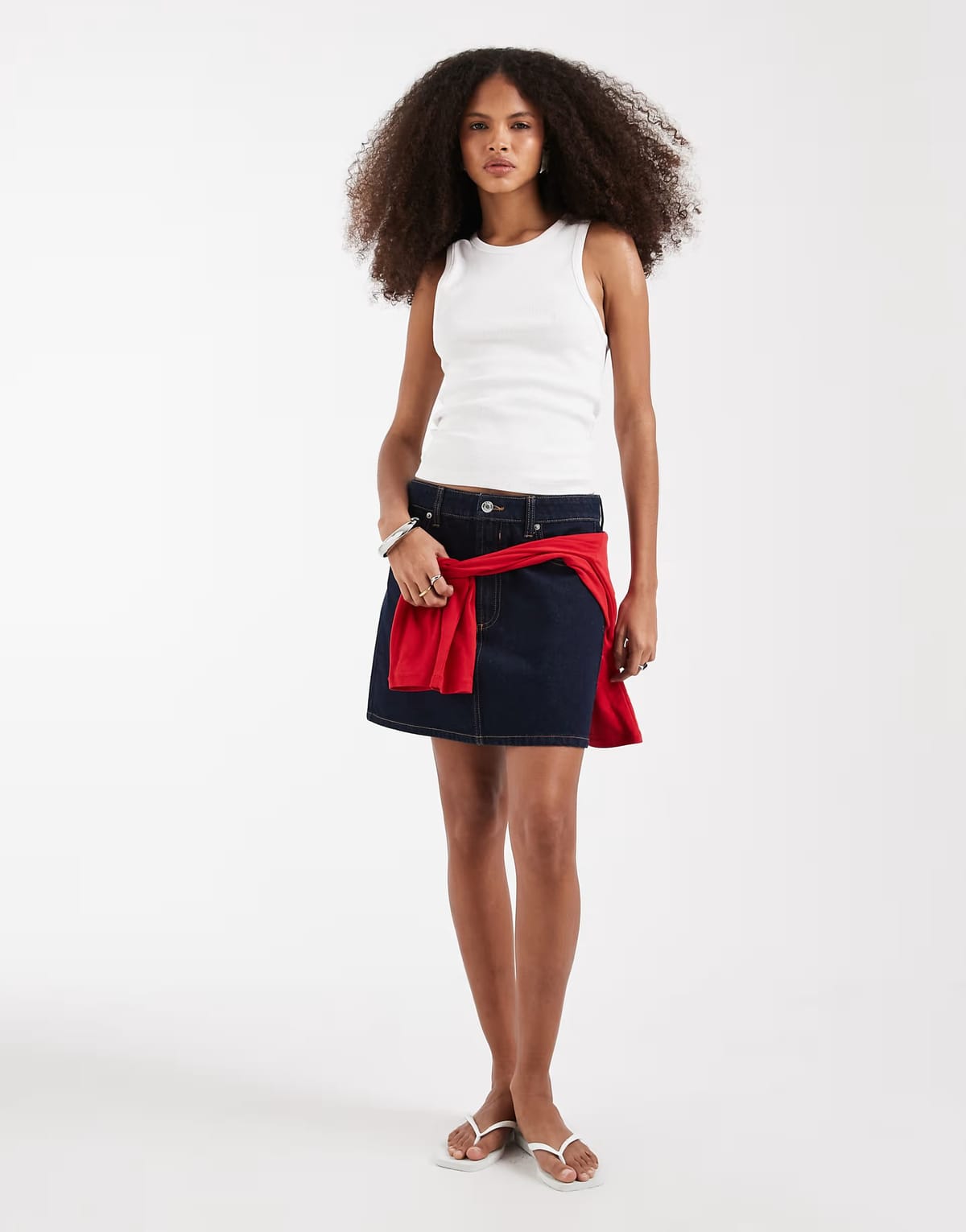 ASOS ASOS DESIGN high waisted a line mini skirt in rinse - 1