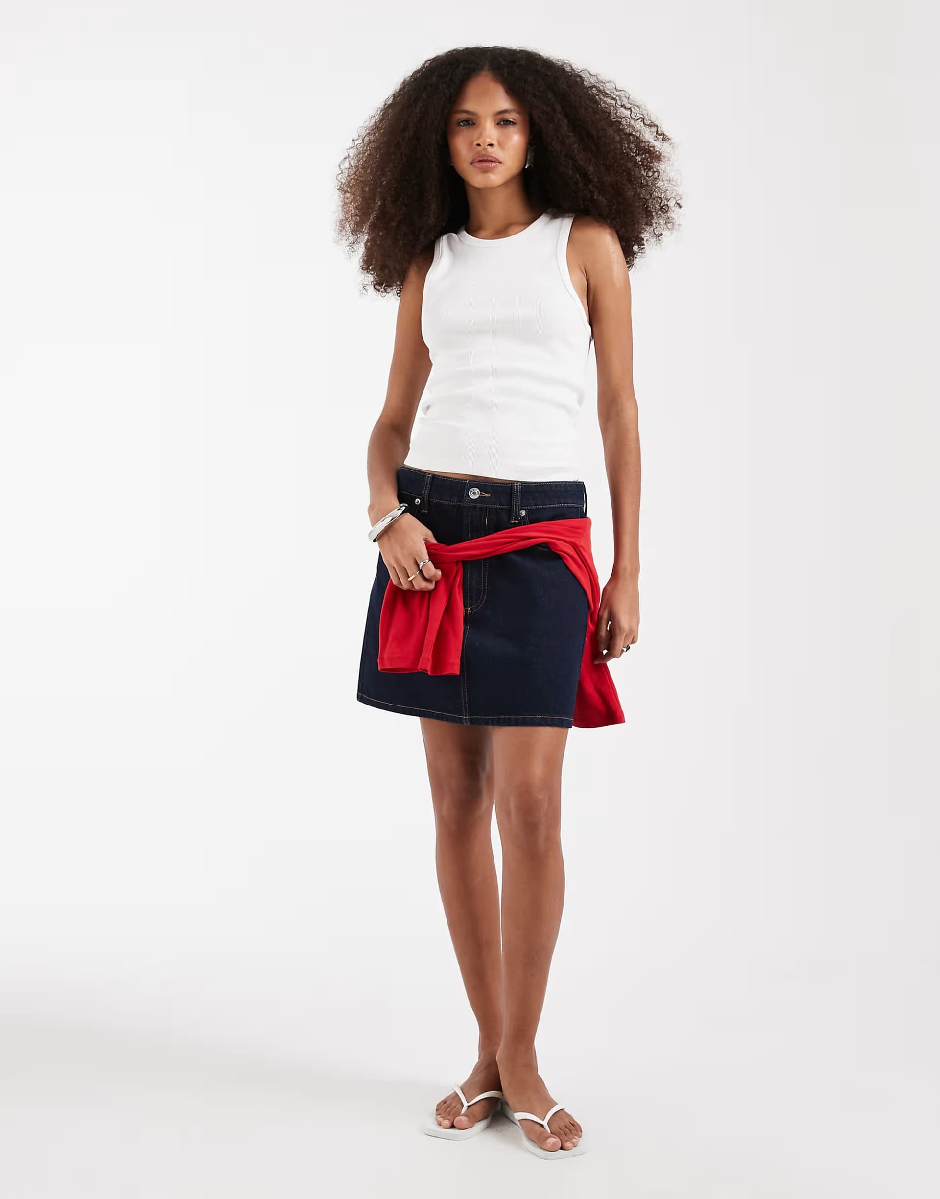 ASOS ASOS DESIGN high waisted a line mini skirt in rinse
