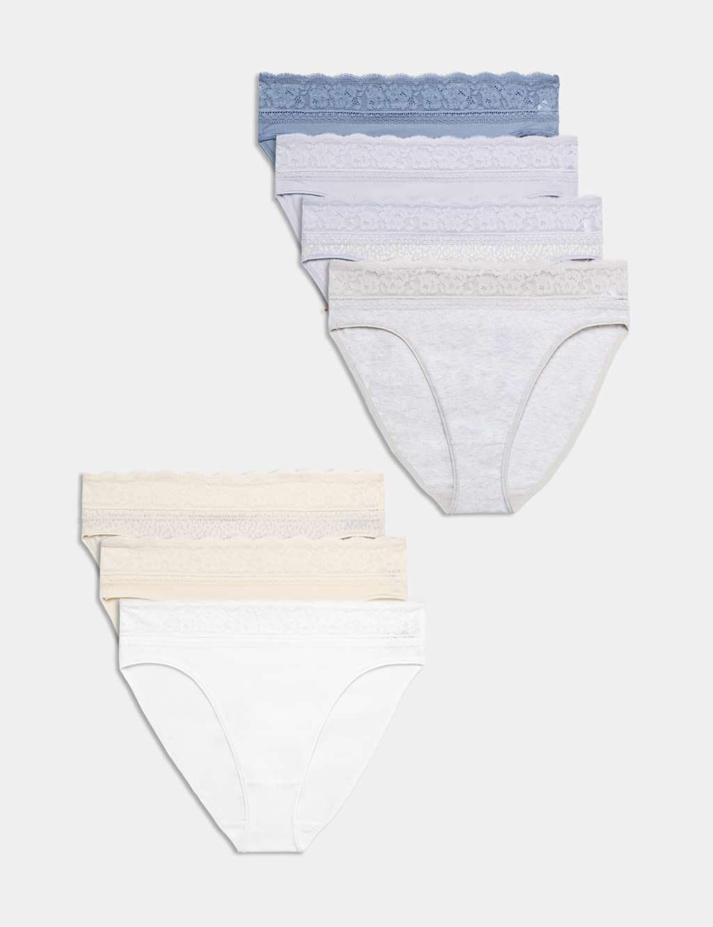 Marks & Spencer M&S 7 Pack Cotton Rich High Leg Knickers Light Cream