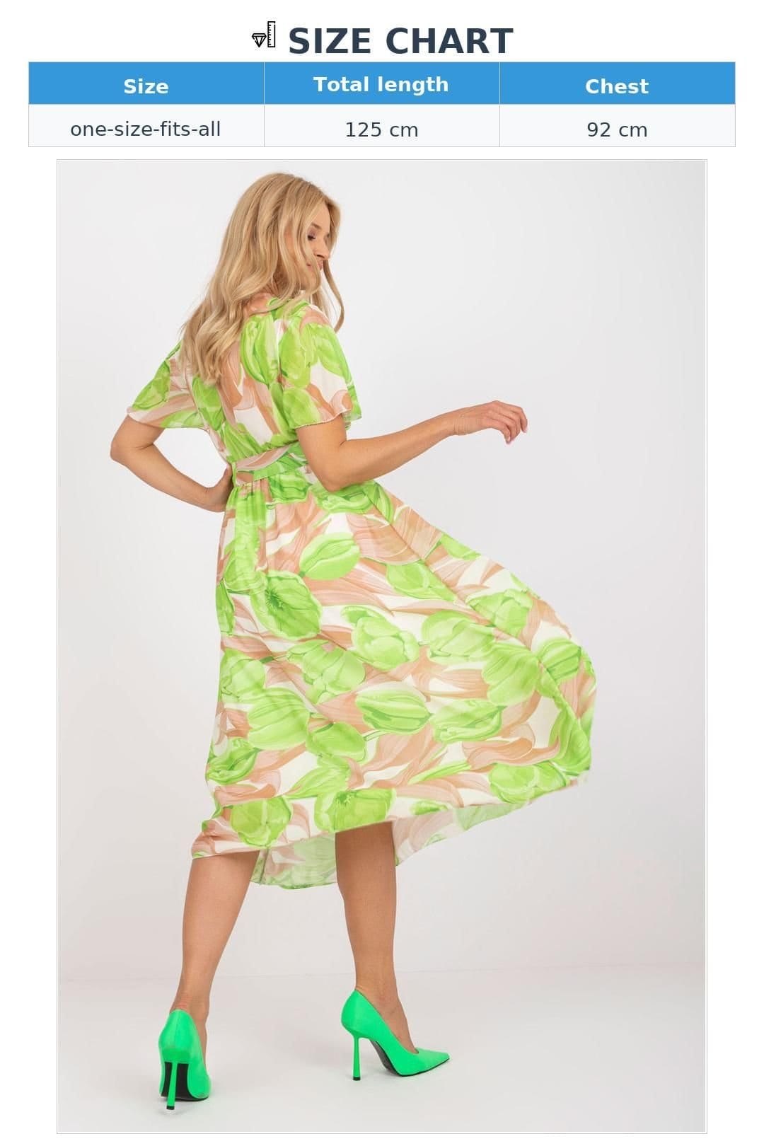 Love Lace Love Lace Women's Belted Summer Dress with Frilled Sleeves in Green - 4