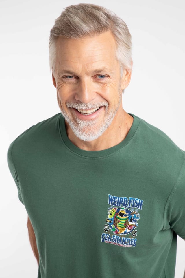Weird Fish Weird Fish Men's Sea Shanties Artist T-Shirt in Bottle Green - 3