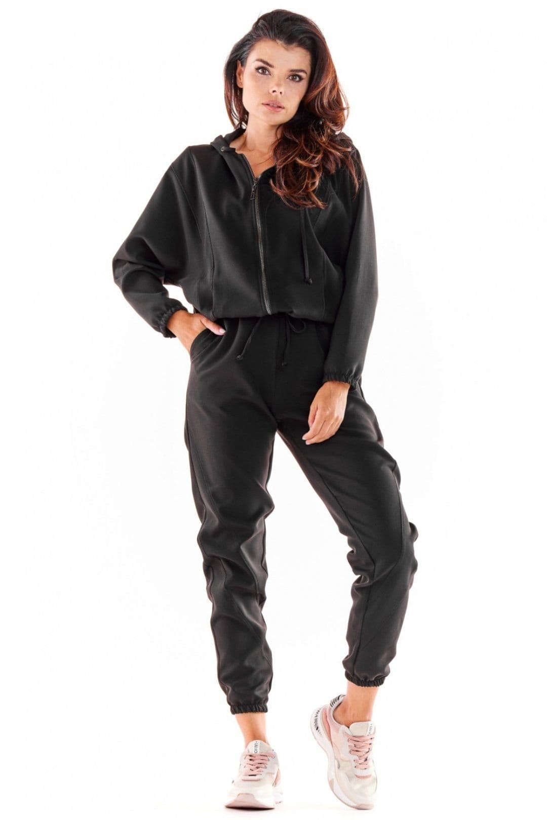 Love Lace Black Loose Fit Track Pants with Elastic Waist