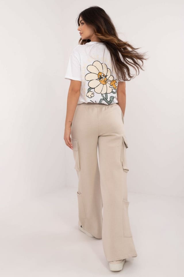 Love Lace Love Lace Women's Casual Cargo Sweatpants High Rise Trousers in Beige - 3