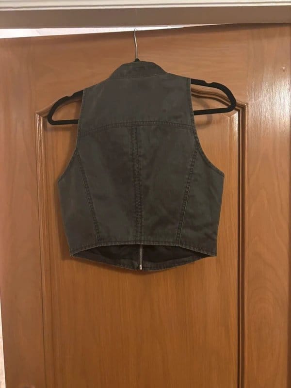 Bershka Black & Grey Motorcycle-Style Vest