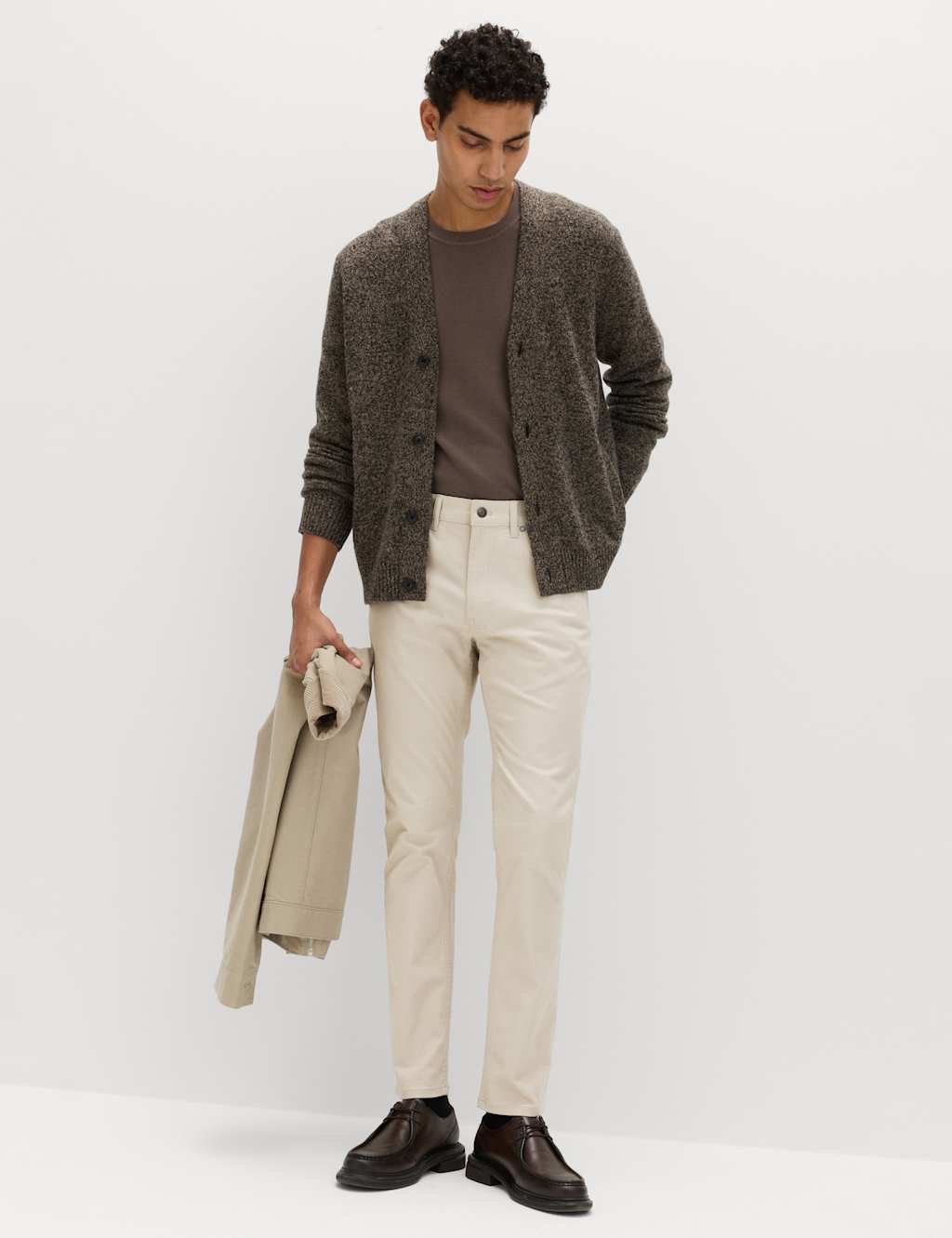 Marks & Spencer M&S Slim Fit 5 Pocket Stretch Trousers Medium Beige - 3