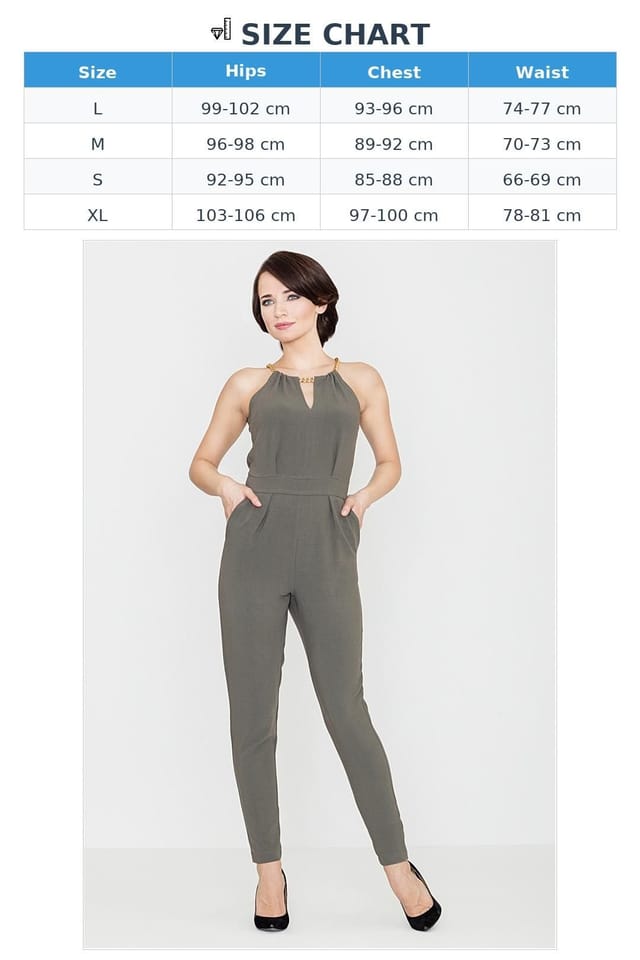 Love Lace Love Lace Women's Chain Detail Tapered Leg Jumpsuit in Green - 3