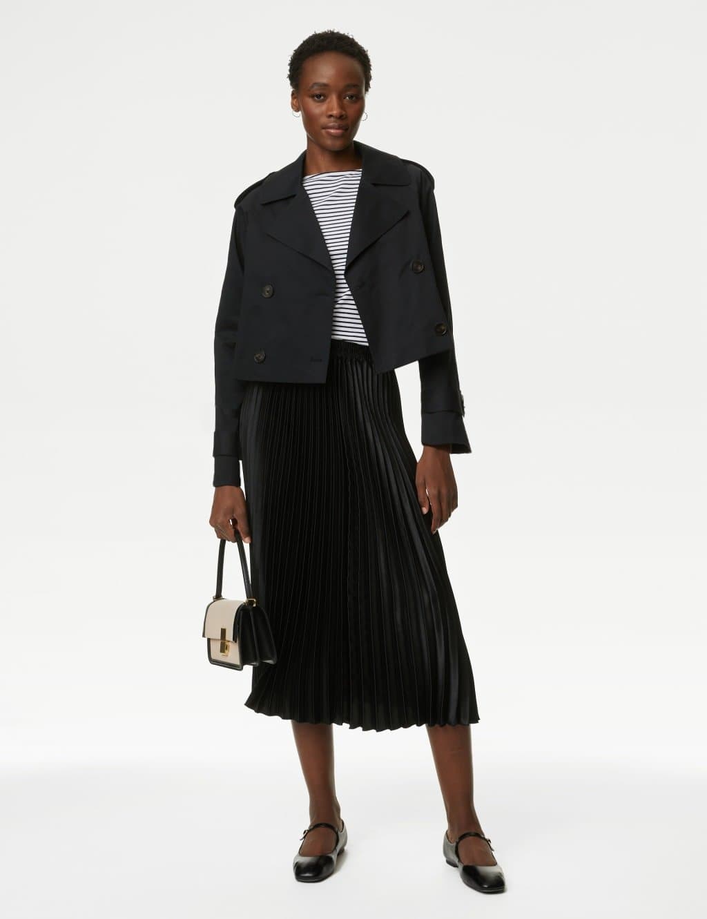 Marks & Spencer M&S Cotton Rich Stormwear™ Short Trench Coat Black