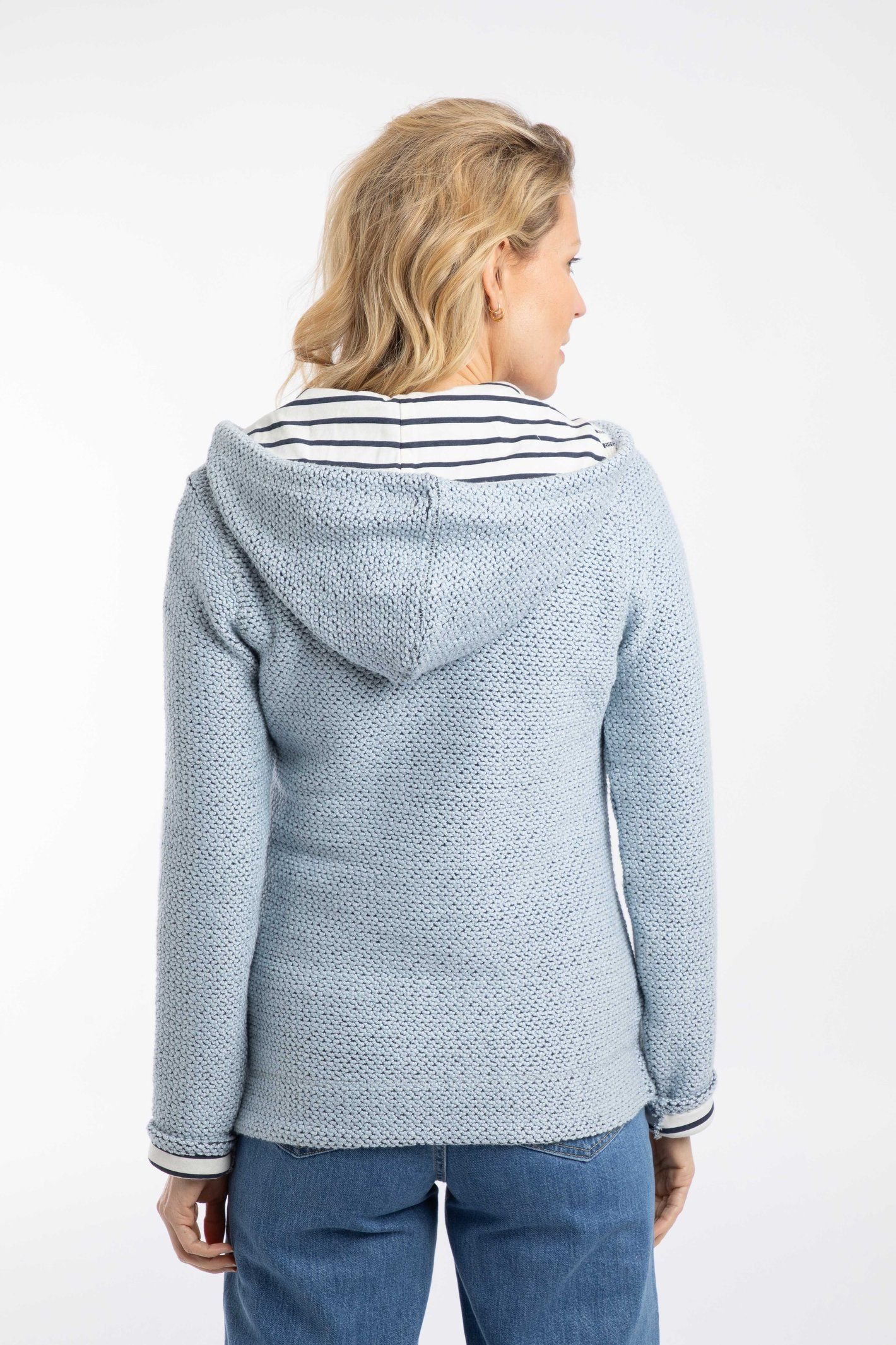 Weird Fish Weird Fish Women's Chicoa Full Zip Macaroni Hoodie in Light Blue - 3