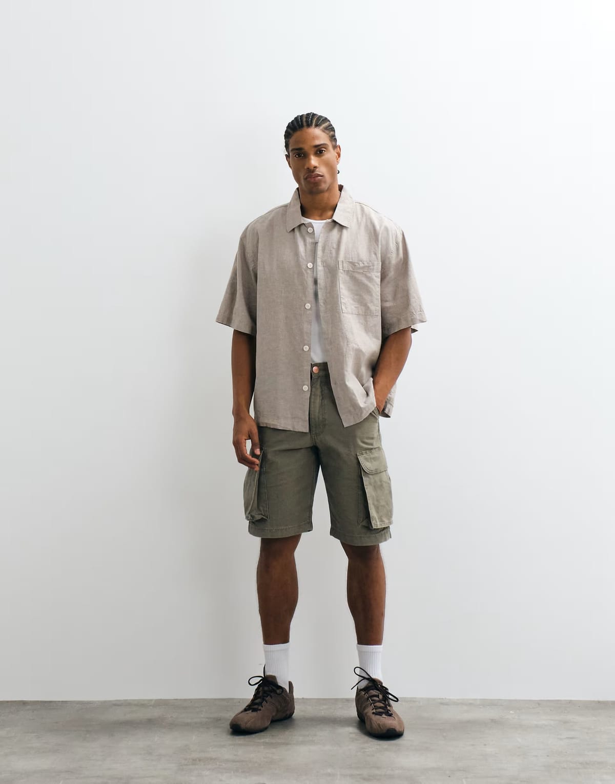 ASOS Cotton On eli linen blend short sleeve shirt in textured black - 1