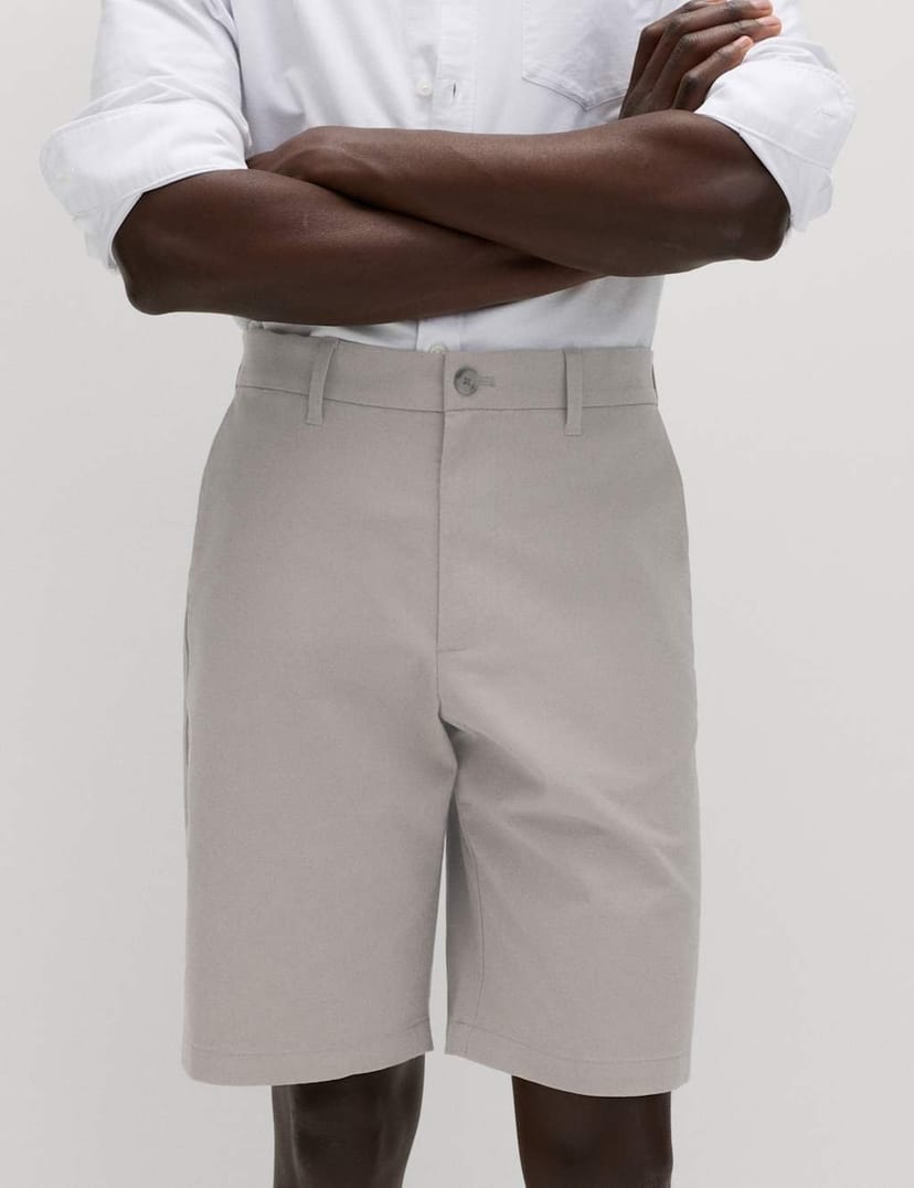 Marks & Spencer M&S Loose Fit Stretch Chino Shorts Pebble - 1