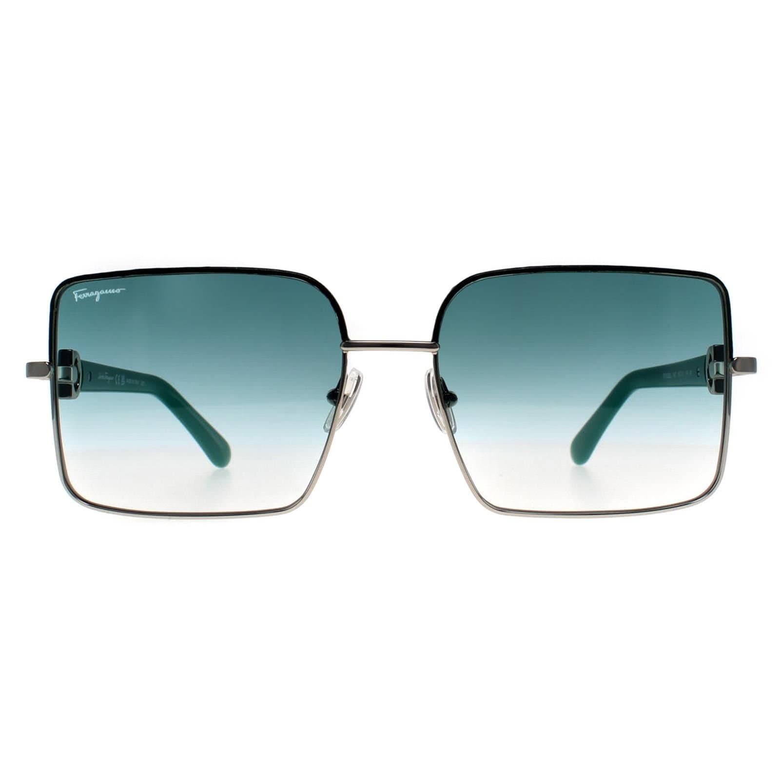 Salvatore Ferragamo Salvatore Ferragamo Women's Square Silver Petrol Blue Gradient SF302SL