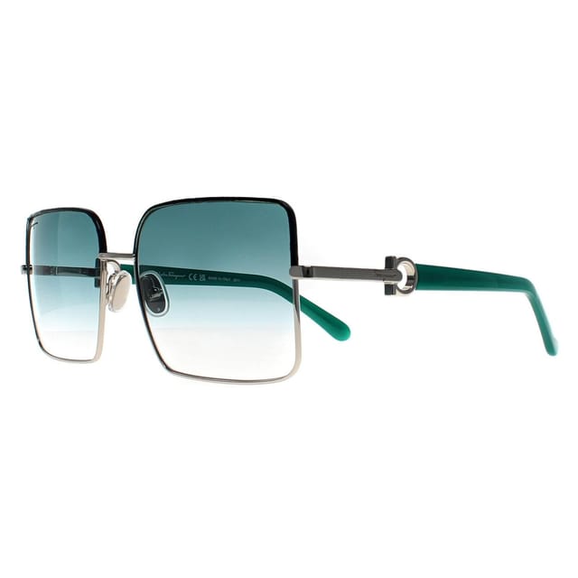 Salvatore Ferragamo Salvatore Ferragamo Women's Square Silver Petrol Blue Gradient SF302SL - 2