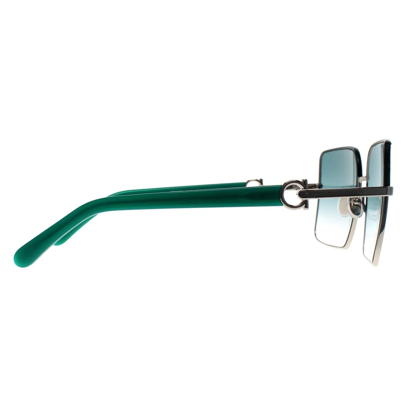 Salvatore Ferragamo Salvatore Ferragamo Women's Square Silver Petrol Blue Gradient SF302SL - 4