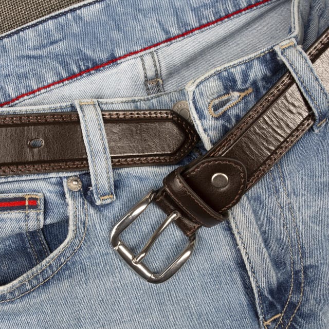 Woodland Leathers Woodland Leathers Men's Men's Classic Belt, Leather Back Jeans Trouser Belt in Brown - 2