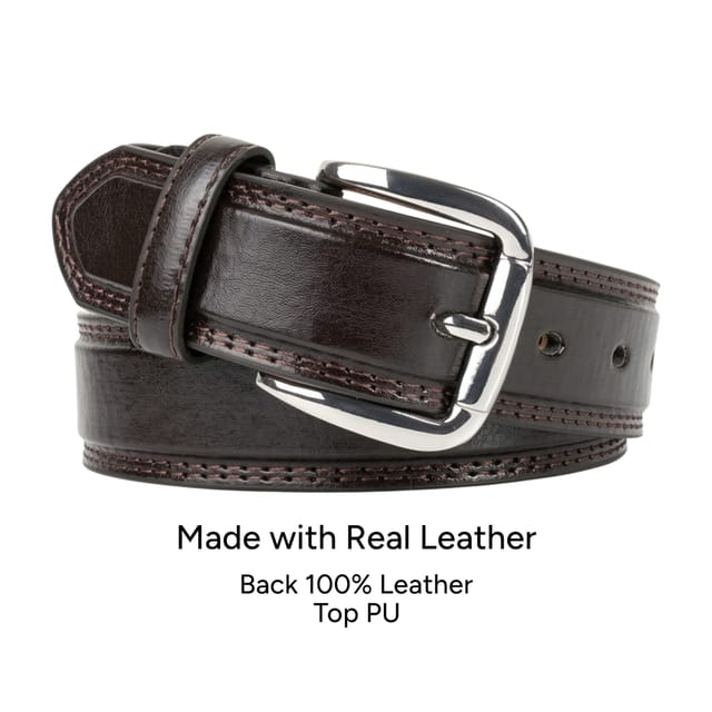 Woodland Leathers Woodland Leathers Men's Men's Classic Belt, Leather Back Jeans Trouser Belt in Brown - 3