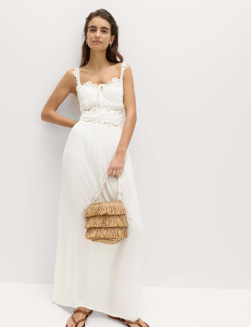 Marks & Spencer M&S Tie Front Maxi Beach Dress Soft White - 3