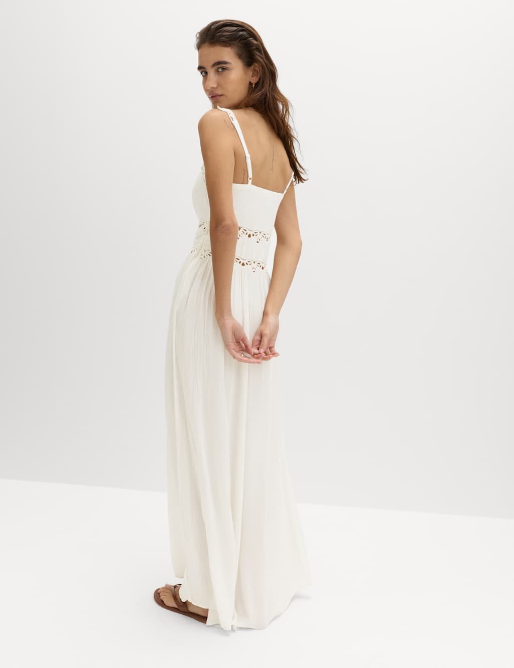 Marks & Spencer M&S Tie Front Maxi Beach Dress Soft White - 4