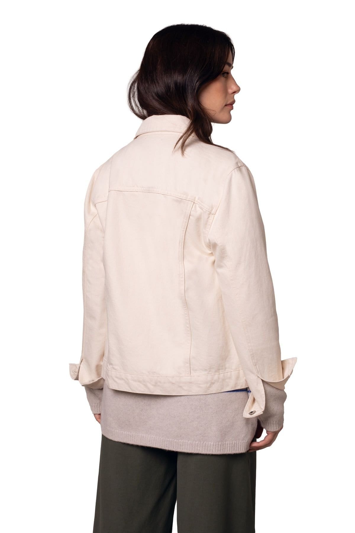 Celtic & Co Celtic & Co Women's Boxy Patch Pocket Denim Jacket in Light Beige - 4