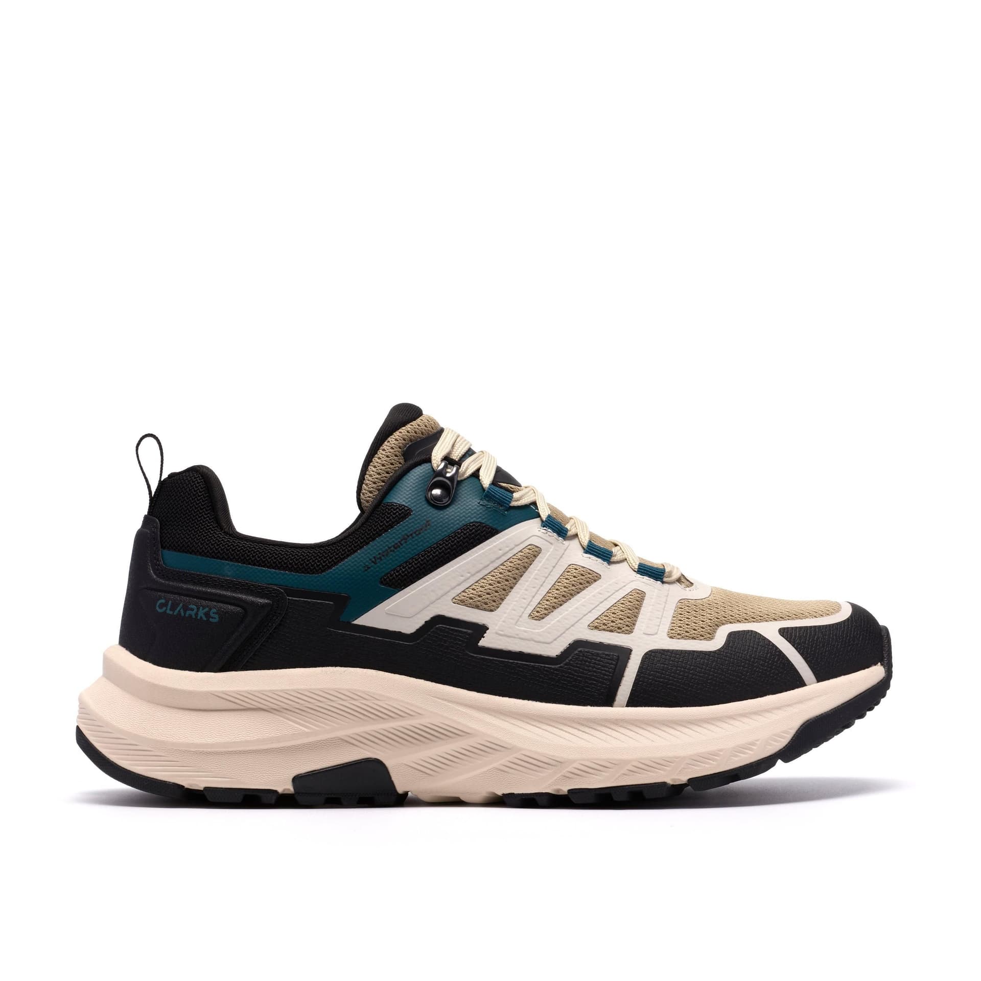 Clarks Clarks Men's Enford Lo Waterproof Off-White Trainers, Lace Up, Walking in Light Sand