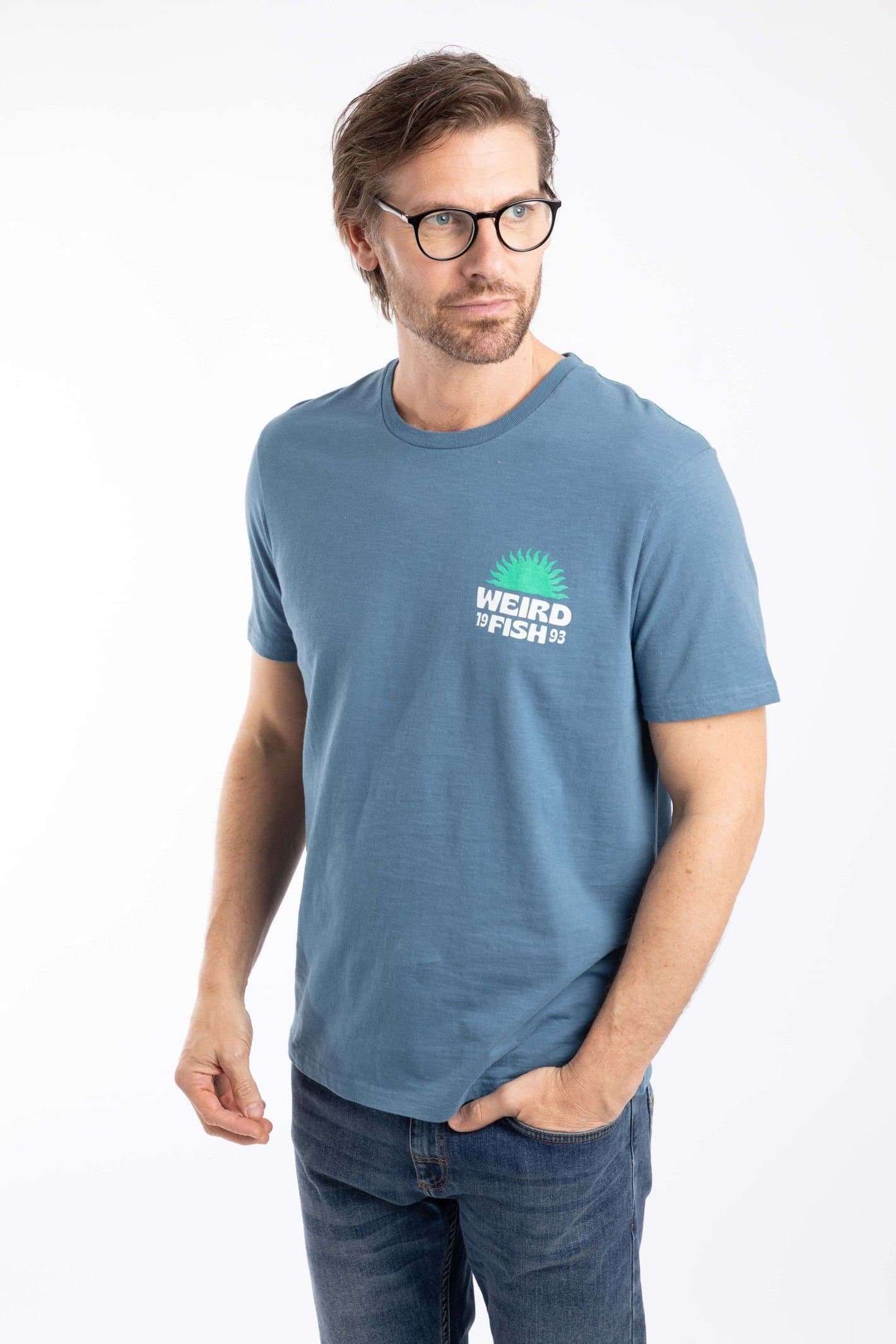 Weird Fish Weird Fish Men's Sun Beam Graphic T-Shirt in Mid Blue