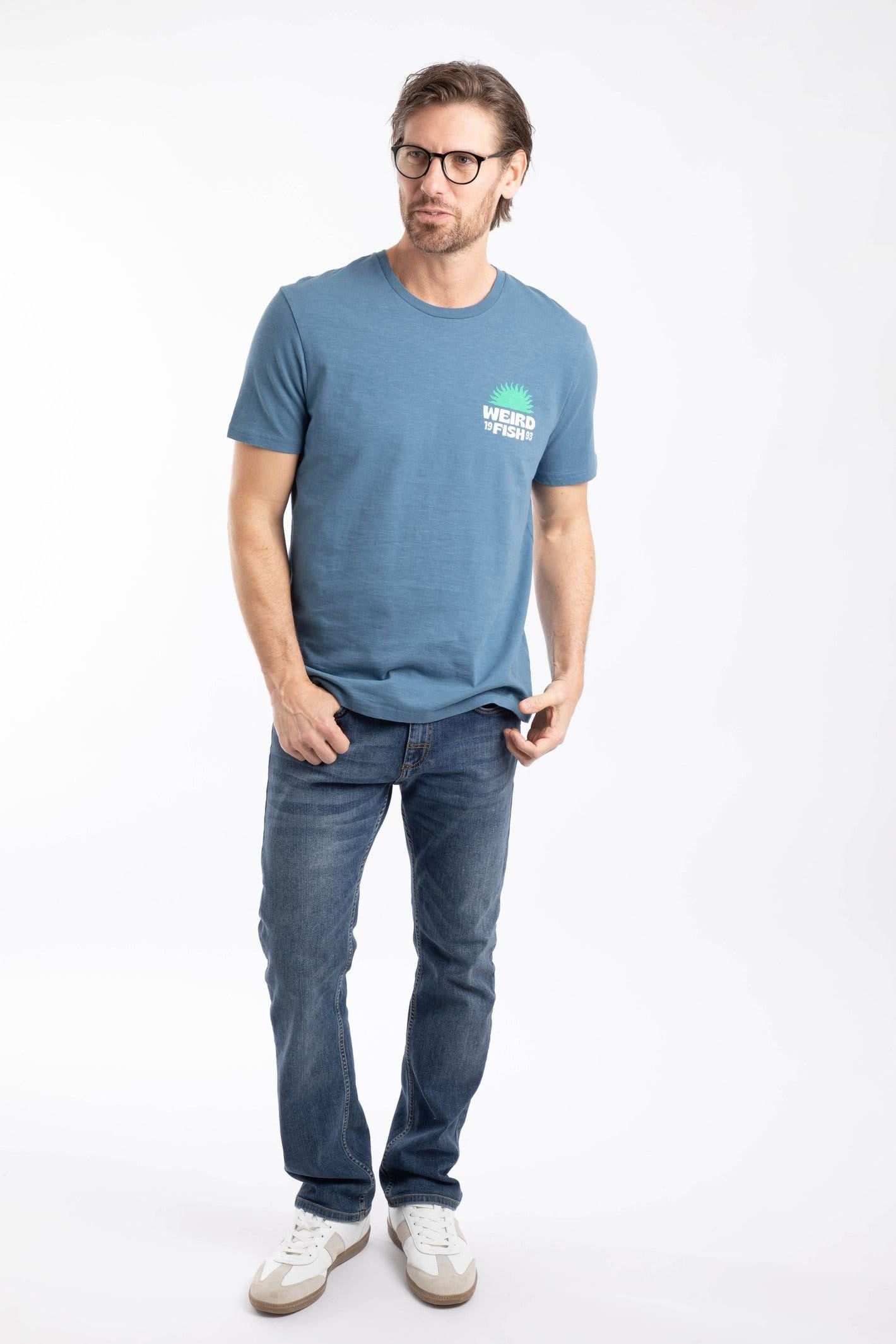 Weird Fish Weird Fish Men's Sun Beam Graphic T-Shirt in Mid Blue - 4