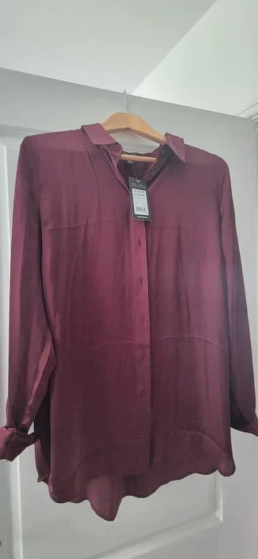 New Look New Look Saskia Satin Shirt - Plum/Berry/Burgundy - 16