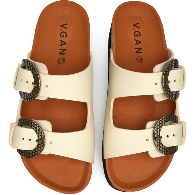 V.GAN V.GAN Women's Vegan Plum Footbed Reptile Sandals in Natural - 2