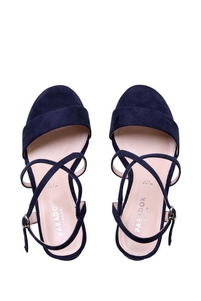 Paradox London Paradox London Women's Honeysilk' Wide Fit Block Heel Sandals in Navy - 3