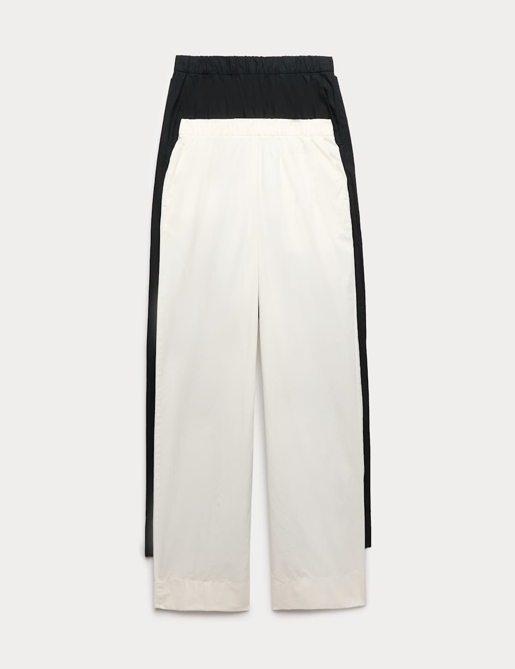 Marks & Spencer M&S Ecru Cotton Poplin Straight Leg Trousers 2-Pack