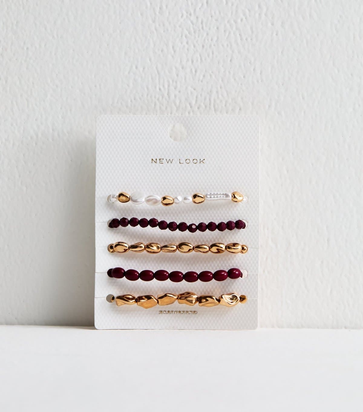 New Look Gold Pack of 5 Faux Pearl Beaded Bracelets New Look